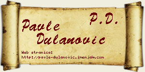 Pavle Dulanović vizit kartica